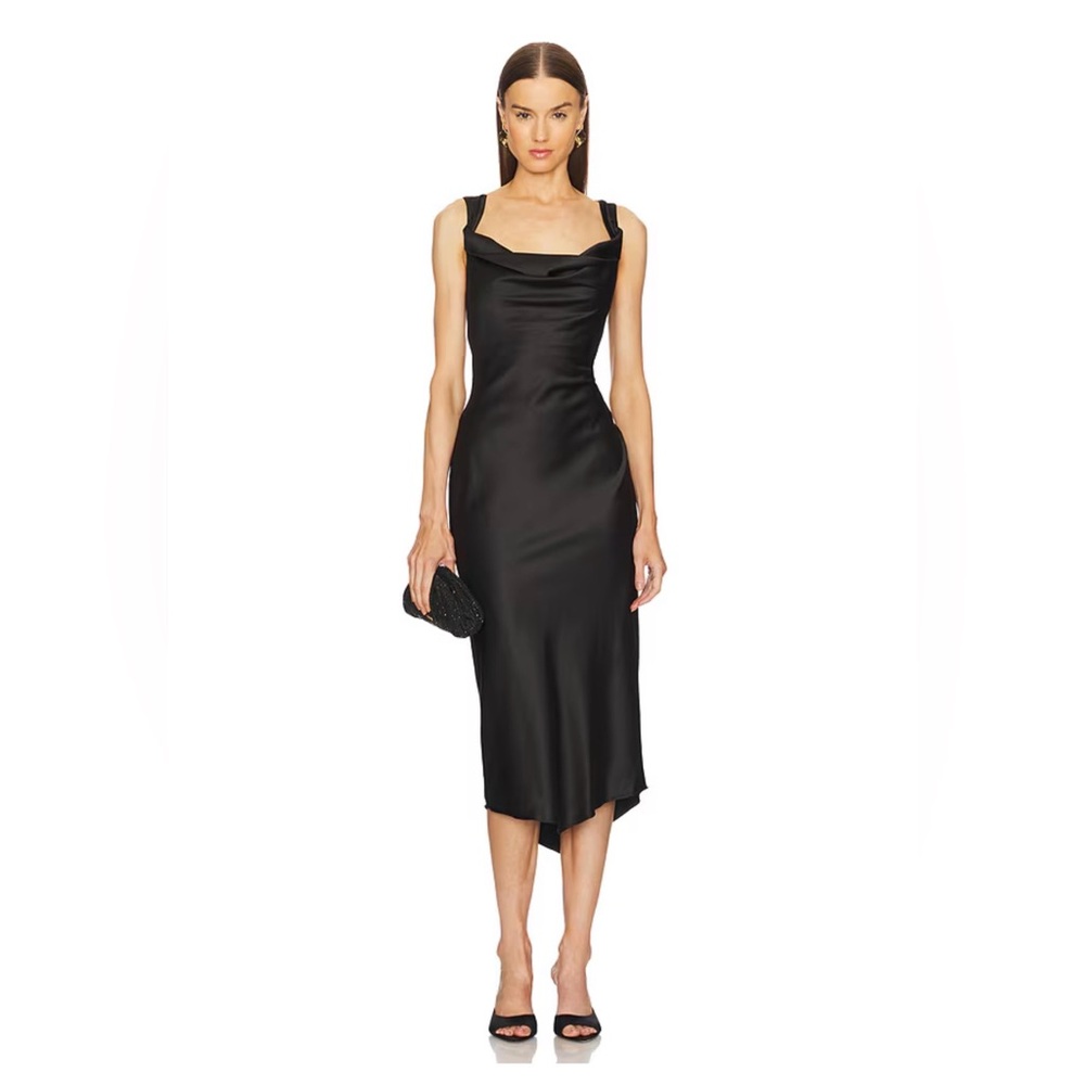 Michael Costello x REVOLVE Kylen Midi Dress in Black size Small NWT
